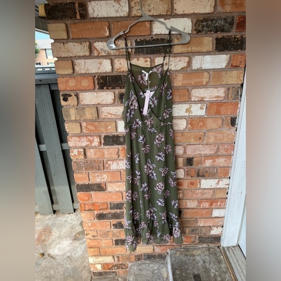 NWT Avec Les Filles Womens Chiffon Open Back Floral Midi Ruffle Dress Boho - Picture 2 of 11